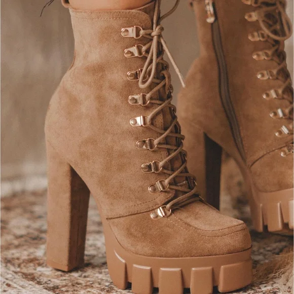 Just In Moon are Back Nude Vegan Suede Boots - Picture 4 of 4